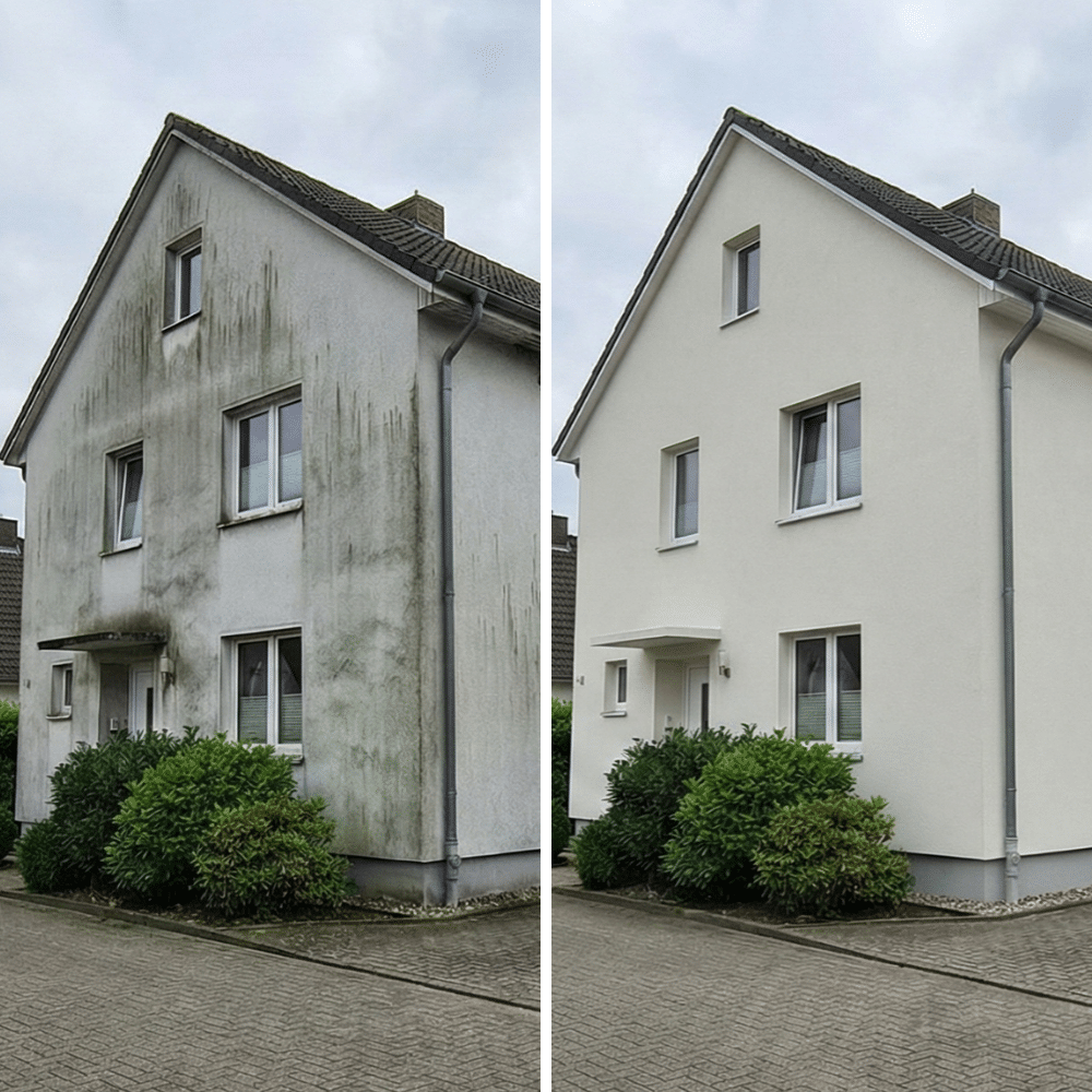 Fassadenreinigung Bremen Vorher Nacher Bild von der Fassadenreinigung