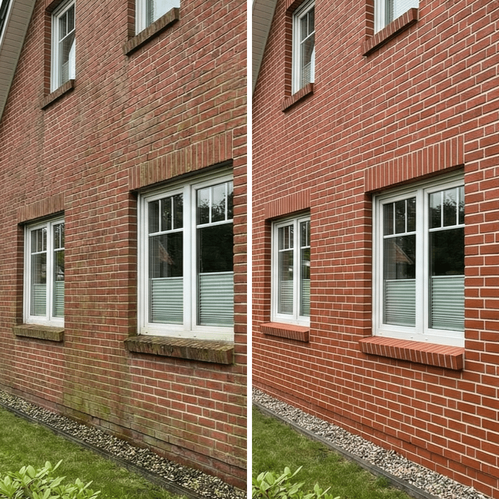 Fassadenreinigung Bremerhaven Vorher Nacher Bild von der Fassadenreinigung