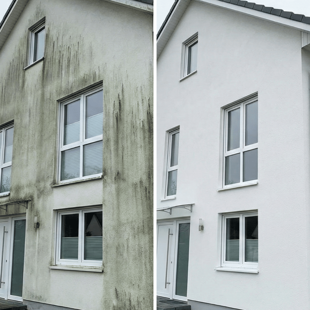 Fassadenreinigung Oldenburg Vorher Nacher Bild von der Fassadenreinigung