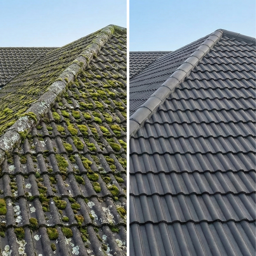 Dachreinigung Cuxhaven Vorher Nacher Bild